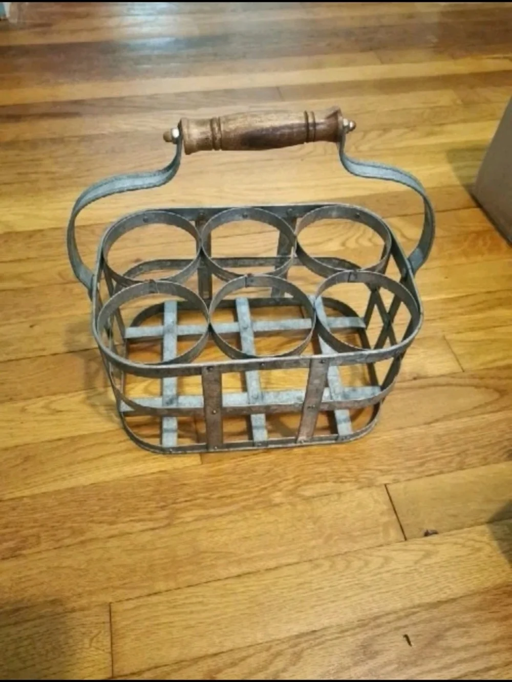 Rustic Country Farmhouse Galvanized Metal Wine Bucket Caddy Holds 6 Bottles Milk
